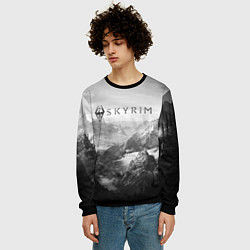 Свитшот мужской Скайрим - черно белый пейзаж, цвет: 3D-черный — фото 2