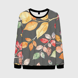Свитшот мужской Шумный листопад на сером, цвет: 3D-черный