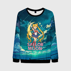 Свитшот мужской Sailor Moon на фоне неба, цвет: 3D-черный