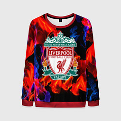 Мужской свитшот Liverpool огненный стиль текстура