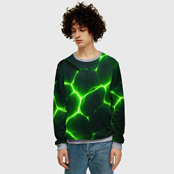 Свитшот мужской Кислотный зеленый разлом, цвет: 3D-меланж — фото 2