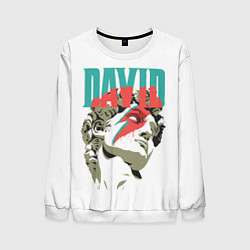 Свитшот мужской David Bowie статуя Давида, цвет: 3D-белый