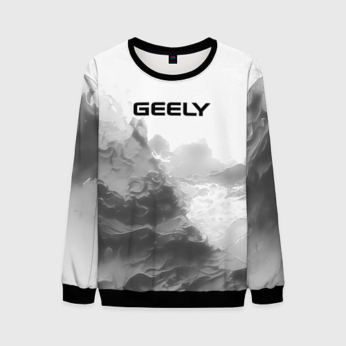 Мужской свитшот Geely на сером абстрактном фоне / 3D-Черный – фото 1