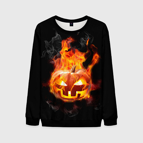Мужской свитшот Горящая тыква джек / 3D-Черный – фото 1