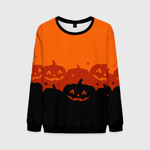 Мужской свитшот Хэллоуин счастливые тыквы / 3D-Черный – фото 1