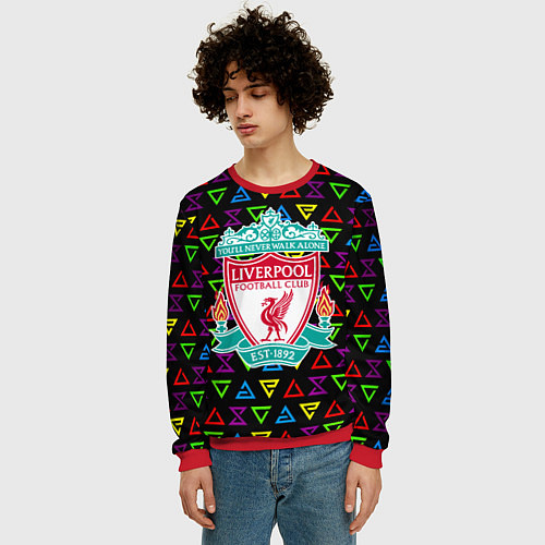 Мужской свитшот Liverpool pattern neon / 3D-Красный – фото 3