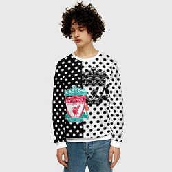 Свитшот мужской Liverpool черно белые точки, цвет: 3D-белый — фото 2