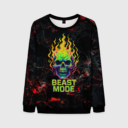 Мужской свитшот Beast mode череп / 3D-Черный – фото 1