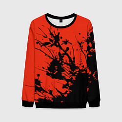 Свитшот мужской Взрыв чёрной краски на красно-оранжевом, цвет: 3D-черный