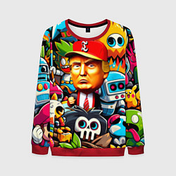 Мужской свитшот Дональд Трамп в компании мультяшных персонажей
