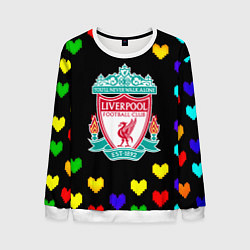 Мужской свитшот Ливерпуль пиксельные сердца