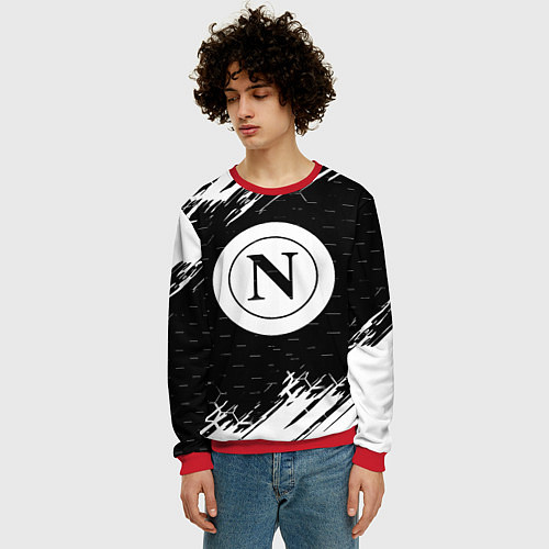 Мужской свитшот Napoli краски соты текстура / 3D-Красный – фото 3