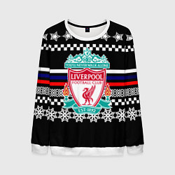 Свитшот мужской Ливерпуль текстура триколор зима, цвет: 3D-белый