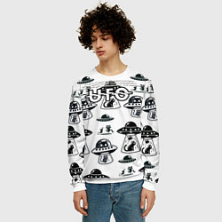 Свитшот мужской UFO и котики, цвет: 3D-белый — фото 2
