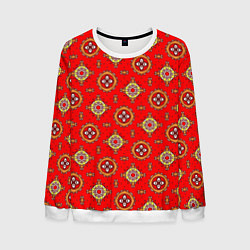 Свитшот мужской Яркий узор в этническом стиле, цвет: 3D-белый