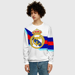 Свитшот мужской Real Madrid текстура полосы, цвет: 3D-белый — фото 2