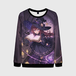 Свитшот мужской Аниме Ведьма Читает Книгу Заклинаний, цвет: 3D-черный