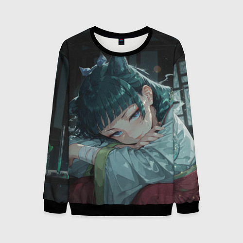 Мужской свитшот Маомао с кошачьими ушками / 3D-Черный – фото 1