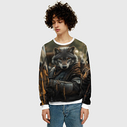 Свитшот мужской Волк с мечом, цвет: 3D-белый — фото 2