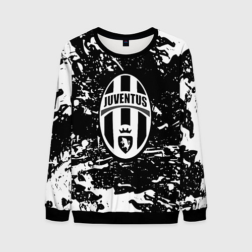 Мужской свитшот Ювентус белые штрихи красок / 3D-Черный – фото 1