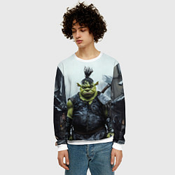 Свитшот мужской Шрек панк в доспехах, цвет: 3D-белый — фото 2