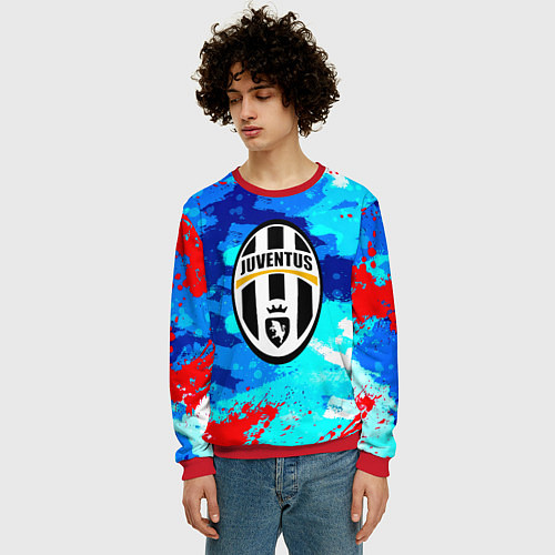 Мужской свитшот Ювентус абстрактные краски / 3D-Красный – фото 3