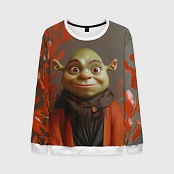 Свитшот мужской Шрек и оранжевые листья, цвет: 3D-белый