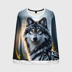 Свитшот мужской Морда волка - Россия, цвет: 3D-белый