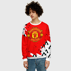 Свитшот мужской Манчестер Юнайтед символы краски, цвет: 3D-белый — фото 2