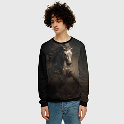 Свитшот мужской Конь в динамике, цвет: 3D-черный — фото 2
