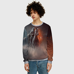 Свитшот мужской Всадник на лошади из тумана, цвет: 3D-меланж — фото 2