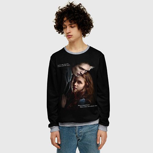 Мужской свитшот Белла и Эдвард: lion fell in love with the lamb me / 3D-Меланж – фото 3