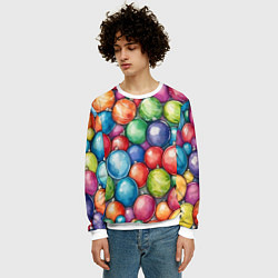 Свитшот мужской Россыпь новогодних шаров, цвет: 3D-белый — фото 2