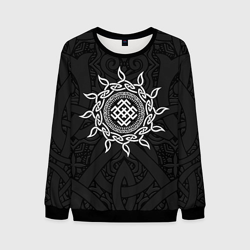 Мужской свитшот Славянский оберег белобог и этнический орнамент / 3D-Черный – фото 1