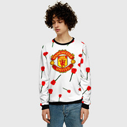 Свитшот мужской Манчестер Юнайтед розы паттерн, цвет: 3D-черный — фото 2