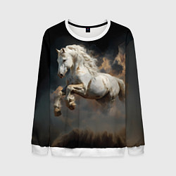 Свитшот мужской Белая лошадь из бури, цвет: 3D-белый