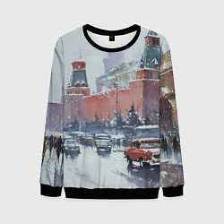 Свитшот мужской Старинная Москва - новый год, цвет: 3D-черный