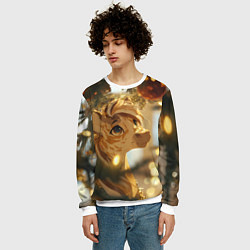 Свитшот мужской Лошадка любуется елочным шаром, цвет: 3D-белый — фото 2