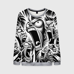 Мужской свитшот Орущие рожицы и чёрные молнии - нейроарт