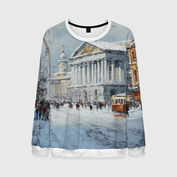 Свитшот мужской Зимний Питер красками, цвет: 3D-белый