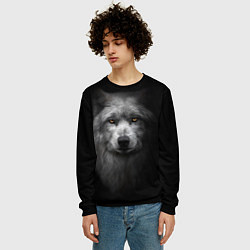 Свитшот мужской Суровый волк с холодным нордическим взглядом, цвет: 3D-черный — фото 2