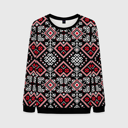 Мужской свитшот Славянский орнамент обережный / 3D-Черный – фото 1