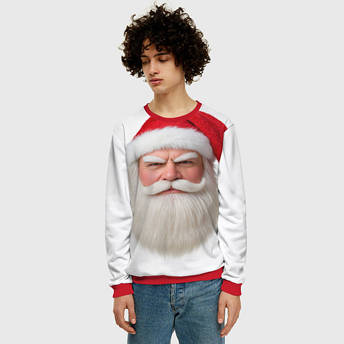 Мужской свитшот Лицо санты / 3D-Красный – фото 3