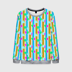 Мужской свитшот Полосатый с сердечками ретро в горошек