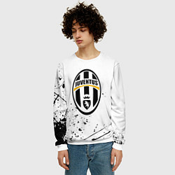 Свитшот мужской Ювентус черные краски всплеск, цвет: 3D-белый — фото 2