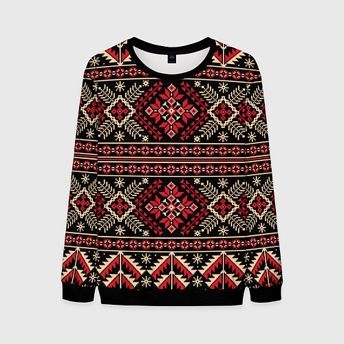 Мужской свитшот Этнический славянский орнамент / 3D-Черный – фото 1