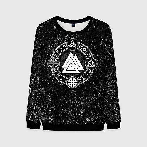 Мужской свитшот Валькнут и символы в круге / 3D-Черный – фото 1