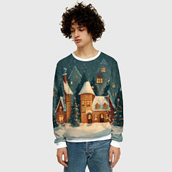 Свитшот мужской Сказочный Новогодний городок, цвет: 3D-белый — фото 2