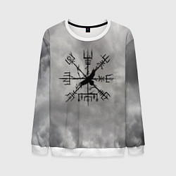 Мужской свитшот Мистический ворон в руническом компасе вегвизир
