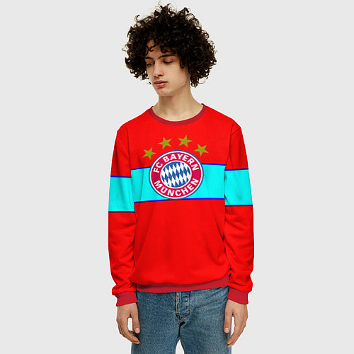 Мужской свитшот Бавария Мюнхен полосы линии / 3D-Красный – фото 3